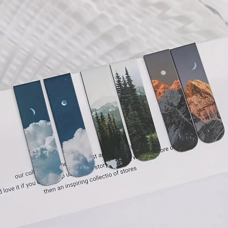 Bookmark Magnetic Clip - 2 Stück magnetische Lesezeichen mit Waldlandschaftsmotiv