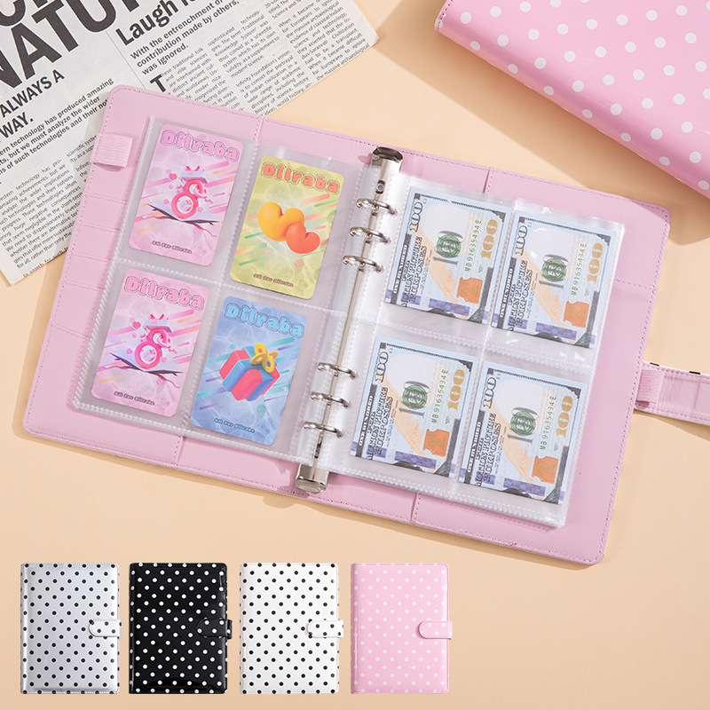 Notebook Dotted A5 - A5 Punktiertes Loseblatt-Budget-Notizbuch, Finanzplaner mit Mehrfach-Kartenfächern,