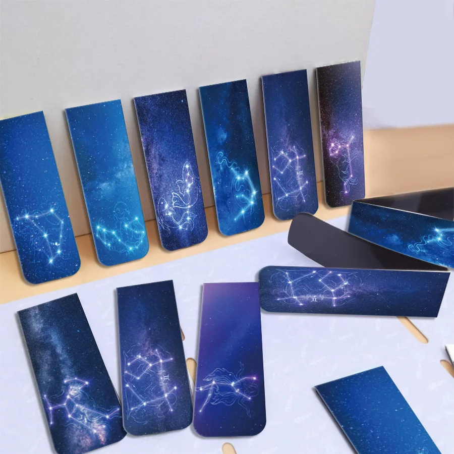 Bookmark Magnetic Clip - 12-teilige magnetische Lesezeichen, Weltraum- und Sternenhimmel-Lesezeichen,